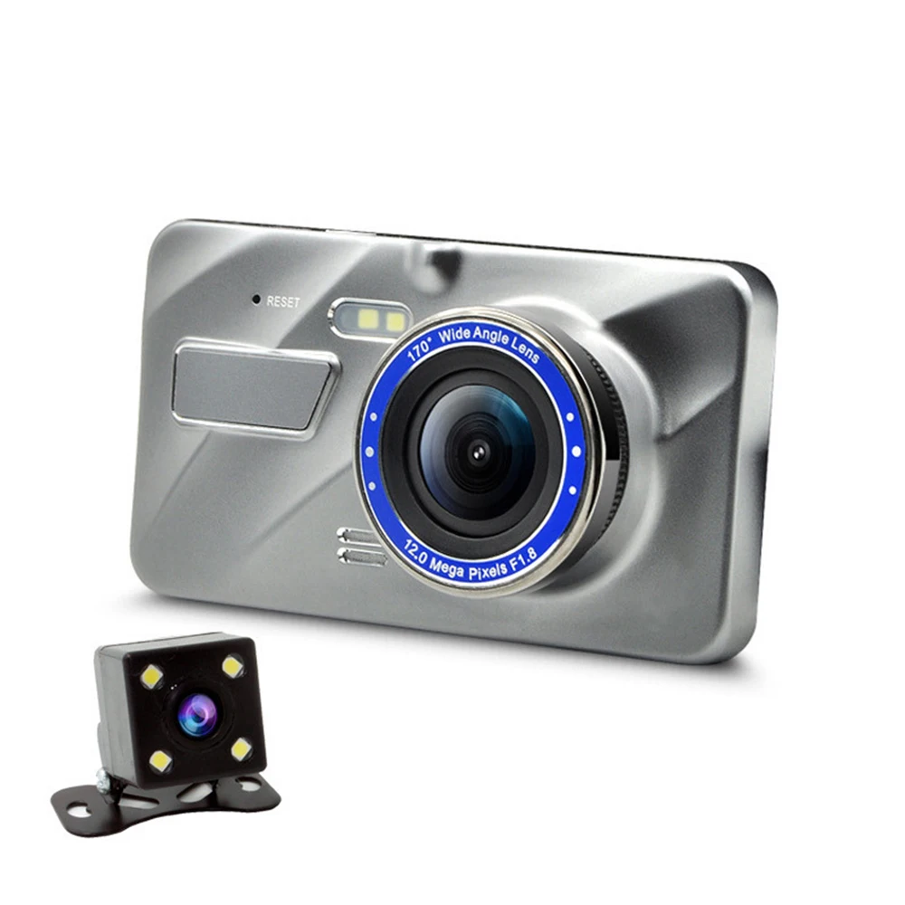  170 Degree Wide Angle 4.0 Inch 1080P HD Dual Lens Tachograph Rear View Camera Car DVR HD Video Reco
