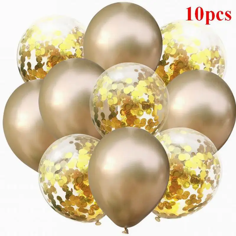 gold confetti set 30/50/100 шт. шары из латекса цвета металлик с Форма металлическая хромированная Magic завязывания скручивание воздушных шаров свадьбные предметы для украшения дня рождения - Цвет: gold confetti set