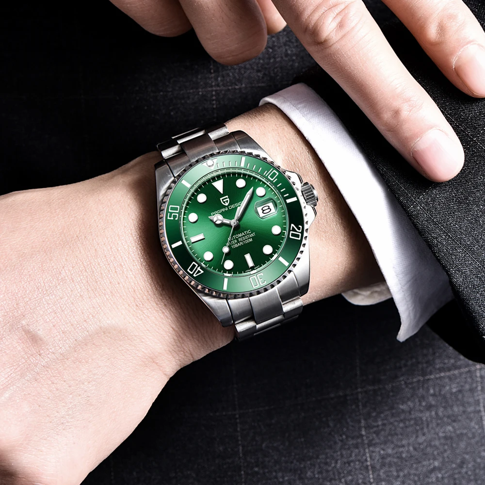 Pagani Дизайн воды призрак Ретро светящиеся руки мода алмаз дисплей мужские механические наручные часы Лидирующий бренд Роскошные часы для мужчин