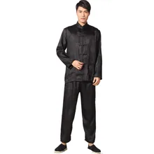 Nuevo Satén Rayón Traje de Kung Fu Chino Tradicional de Los Hombres Largo de La Vendimia manga Tai Chi Wushu Uniforme Ropa Ml XL XXL 3XL L070613