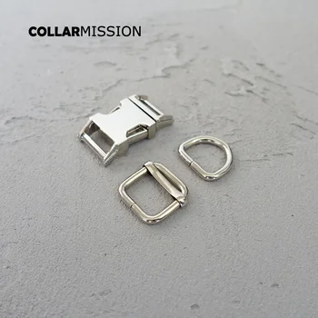 

50sets/lot (metal buckle+adjust buckle+D ring/set) 15mm DIY cat dog collar accessory 20mm high quality 25mm plated buckle
