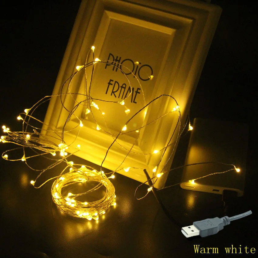 

USB 2M 5M 10M 20 50 100 LEDs Christmas Garland Copper Wire LED String Light Fairy lights Indoor New Year Xmas Wedding Decoration