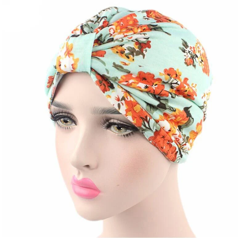 Винтажные женские шапки-тюрбан, шляпа с цветочным узором, головной убор, головные уборы при химиотерапии, бандана, завязанная индийская Кепка для лета и весны