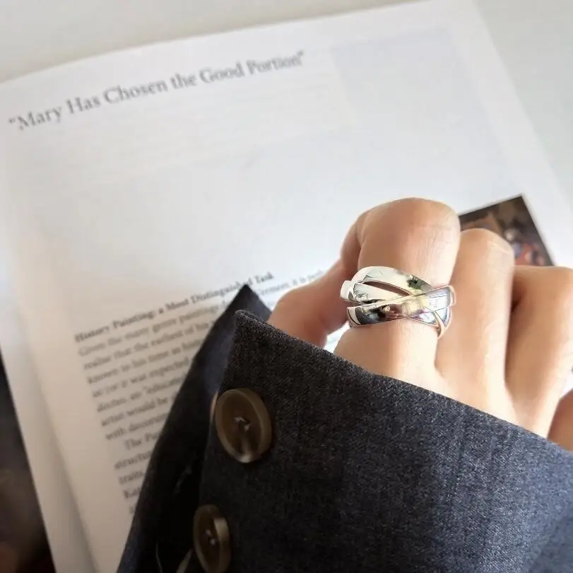 925 пробы серебряные ювелирные изделия Модные шикарные кольца для женщин глянцевый тройной круг Ins палец кольцо свадебный подарок