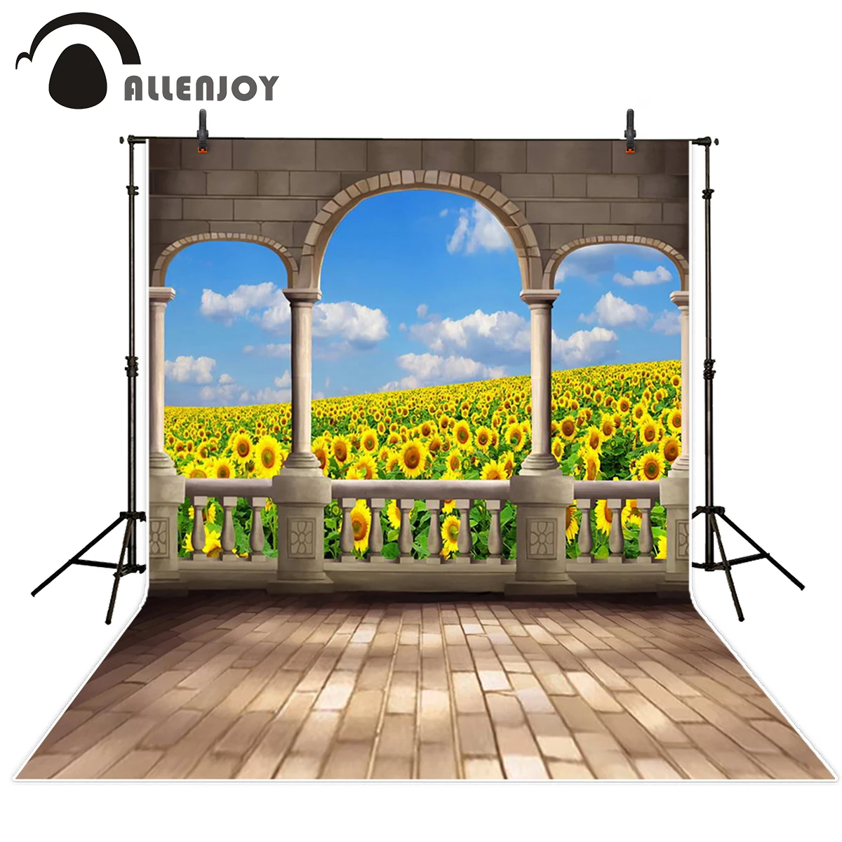 

Allenjoy photography backdrop sunflower fence brick backdrops photography background for photo studio fantasy background