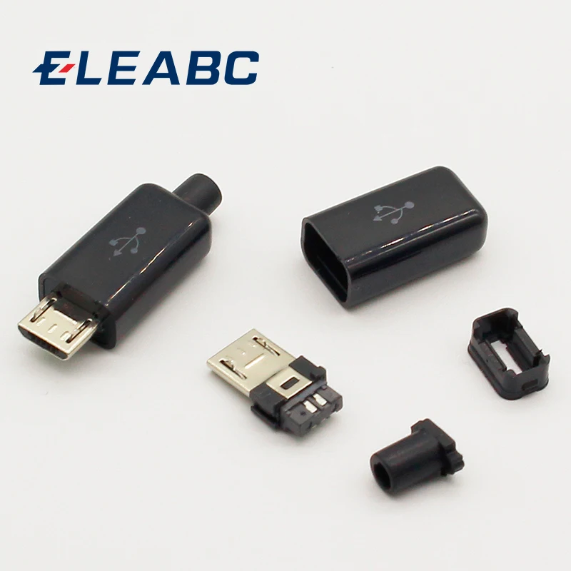 10 шт. DIY Micro USB Тип B папа 5 контактов четыре в сборе разъем штепсельная