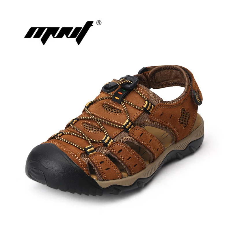 Top Quality Men Sandals Full Grain Leather Men Summer Shoes Casual Outdoor Shoes Zapatillas Breathable Beach