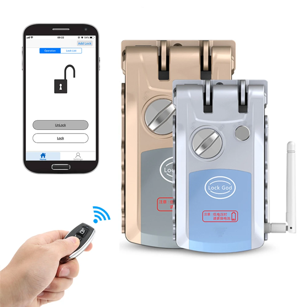 

Security Keyless Smart Remote HXQ920A Door Locks Wireless Invisible Anti-theft Lock with 4 Remote Keys iOS Android APP Unlocking