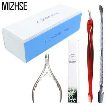 

MIZHSE 5pcs Manicure Tools Kit Nail Cuticle Nipper Tool Spoon Pusher Remover Cutter Clipper Nail Block Cuticle Oil Pen For Nails