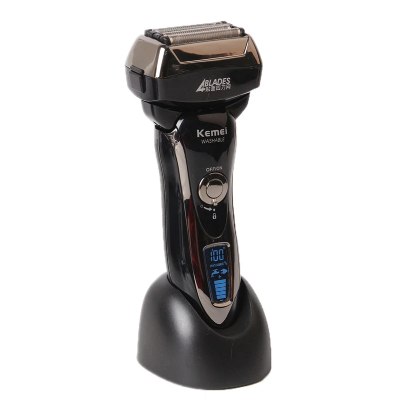 

Quick Charge Kemei Shaver KM-5568 Razor Reciprocating 4 Blade Head Shaving Men Washable Rechargeable Men's Razor Trimmer
