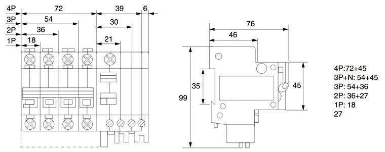 2P Residual Current Breaker with overload protection RCBO