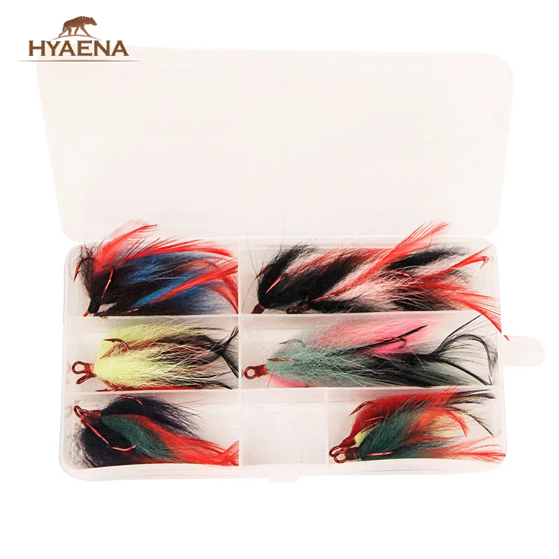 Hyaena 15pcs/Box Dressed Replacement Teaser Flasher Feather PIKE BASS Fishing Treble Hooks Fisbing Bait Tackle | Спорт и развлечения
