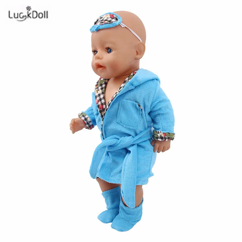 LUCKDOLL модная новая пижама из хлопка+ маска для глаз+ обувь, комплект из трех предметов костюм для 43 см для ухода за ребенком для мам кукла или 18-дюймовые куклы аксессуары лучший подарок