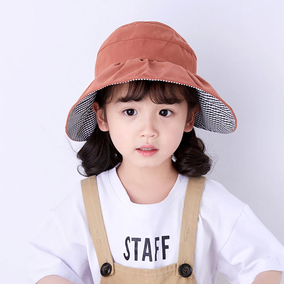 Повседневная Новая летняя детская Солнцезащитная шляпа, детская пляжная шапочка для мальчиков и девочек, подходит для детей, детская Двусторонняя шапочка