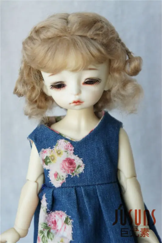 6-7 inch Mohair Doll Wig 3M YOSD Two Braided Doll Hair 1//6 BJD Doll Accessories