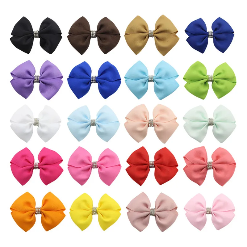 20Pcslot 3.6 Inch Colourful kids Boutique Ribbon Bows With Clip Hair Accessories For Baby Girls Children Hair Pins Hair Clip  (5)
