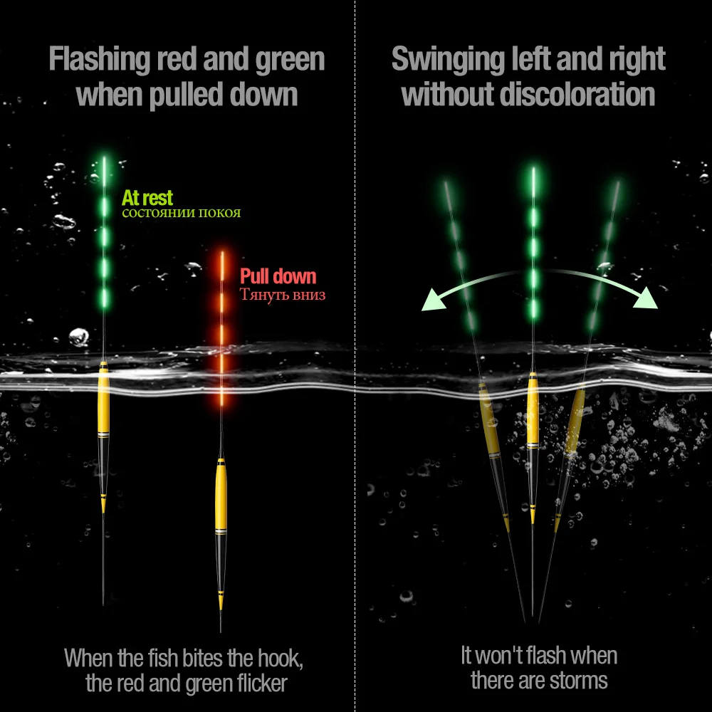 DONQL Smart Fishing Led Light Float Fish Bite Automatically Remind Color Change Glowing Float Electric Fishing Buoy With Battery (3)