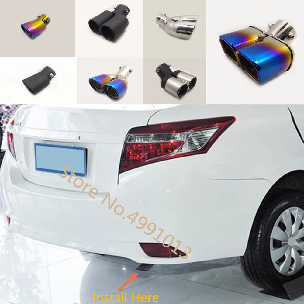 

For Toyota Vios/Yaris sedan 2014 2015 2016 2017 2018 car cover muffler exterior pipe dedicate exhaust tip tail outlet ornament