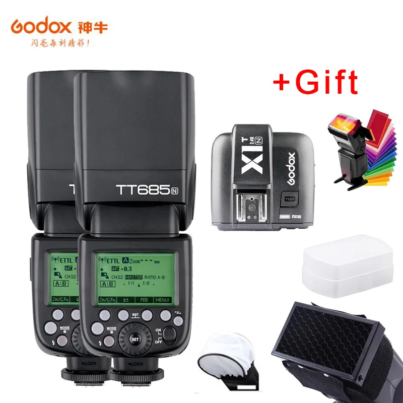 Беспроводная вспышка Godox TT685N 2 4G HSS 1/8000s i-TTL GN60 для Nikon D800 D700 D7100 D7000 D5200 D7500 D810 D850 D750 |