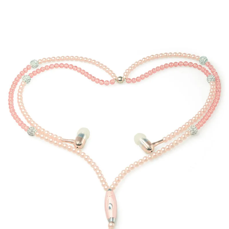 Goedkoop Nieuwe Collectie Mode Oortelefoon Luxe Bling Parel Ketting Oortelefoon voor Meisjes Met Mic kecesic Voor iphone 6 6s samsung