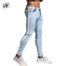 Gingtto обтягивающие джинсы для мужчин, дизайнер огорчен, Стрейчевые джинсы, брендовые синие обтягивающие джинсы, рваные облегающие джинсы, zm33