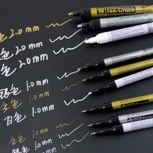 Sakura Pen-Touch paint Marker 3 шт./партия золото/серебро/белый 0,7 мм/1 мм/2 мм маркировка на любую вещь стекло/ткань/металл