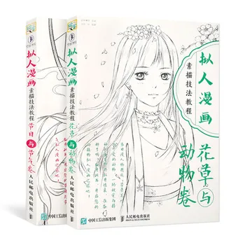

2 Books Anthropomorphic Cartoon Sketch Technique Tutorial book Caricature Course Coloring Book Line Sketch Drawing Textbook