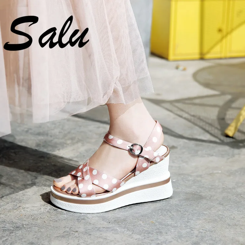 

Salu 2019 Women Fashion Wedding Shoes Sexy Fashion Sandals Buckle Strap Concise Sandals Summer Shopping Shoes Woman