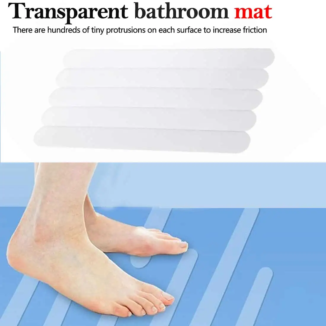 

5pcs Anti Slip Bath Grip Stickers Non Slip Shower Strips Flooring Safety Tape Mat Pad 20x2cm(White)