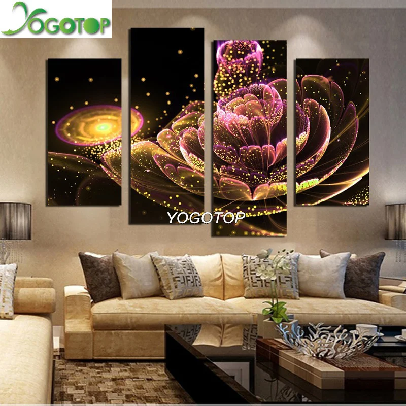

YOGOTOP DIY Diamond Painting Cross Stitch Kits Full Diamond Embroidery 5D Diamond Mosaic Needlework Colorful flowers 5pcs ML143
