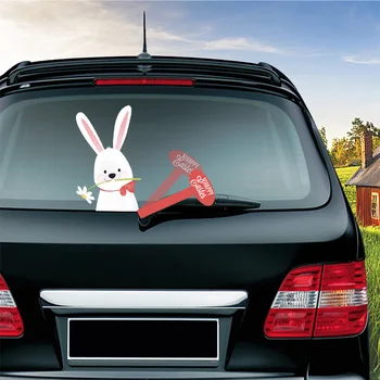 

2019 Hot 1 Pcs Easter Rabbit Wiper Decal Tag Sticker Waving Rear Windshield Wagging for Car M8617