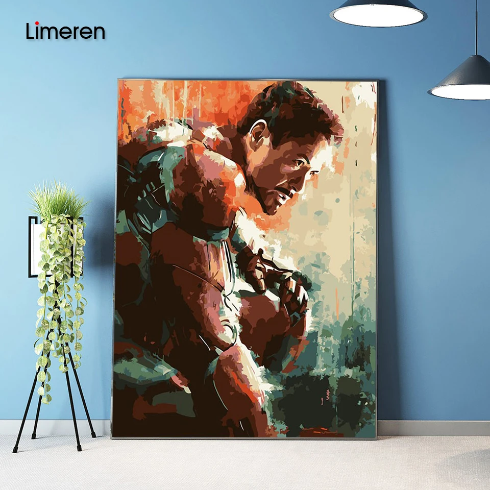 Unframed Picture On Wall Acrylic Coloring By Numbers DIY Painting By Numbers Unique Gift Oil Painting The Avengers iron man