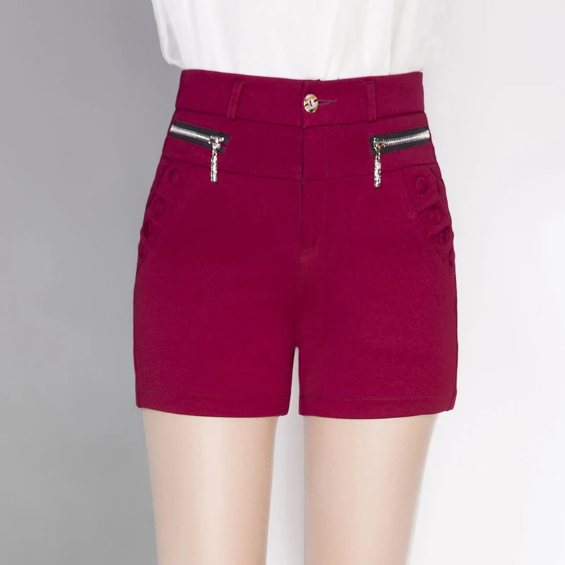 Woman Shorts Spring Summer 2017 New Arrival Black and Red High Waist
