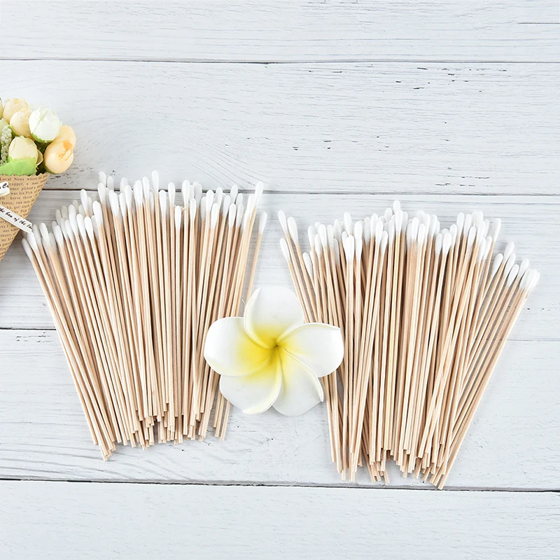 

100Pcs/pack 15cm Medical Swab Wood Handle Cotton Applicator Extra Long Sturdy Cotton Swab Detail processing Applicator