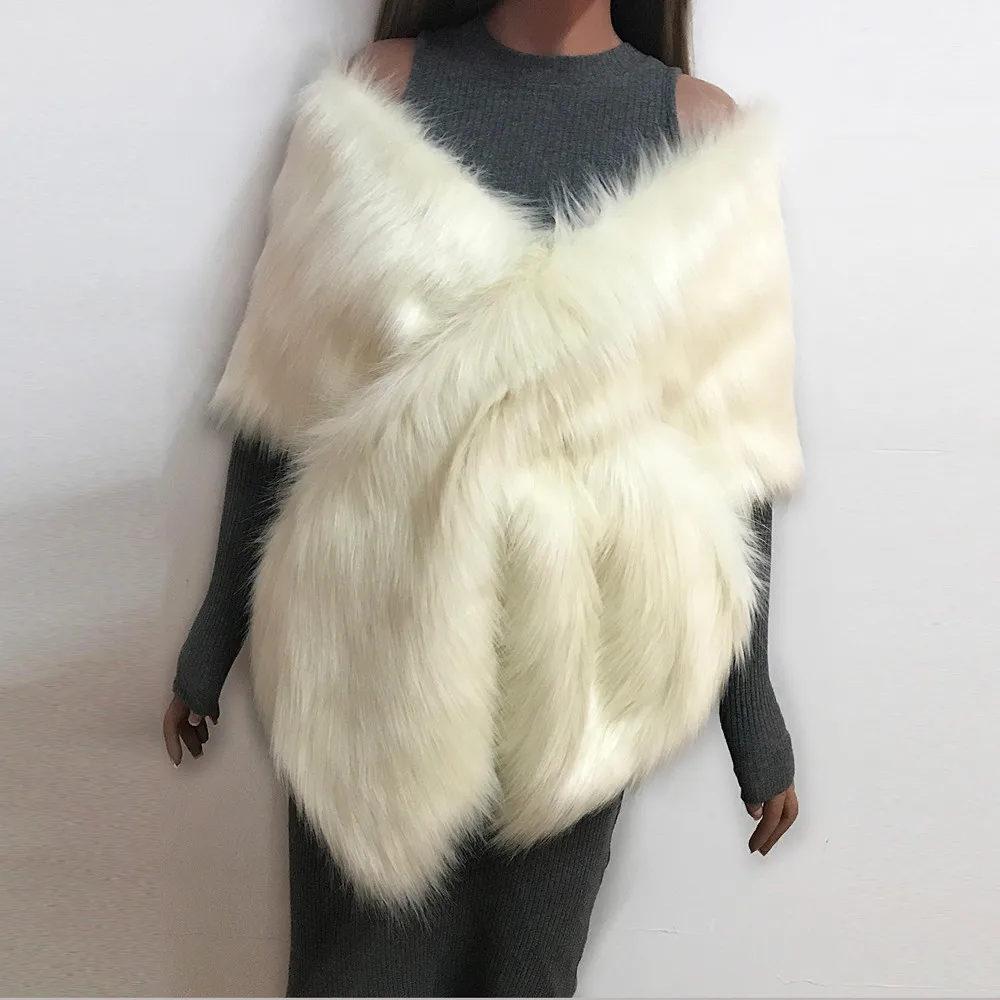 

Scarves Winter Women Faux Fox Fur Long Shawl Soft Scarf Bridal Wedding Bufandas Invierno Mujer Winter Abrigos Accesorios 2019 Y3