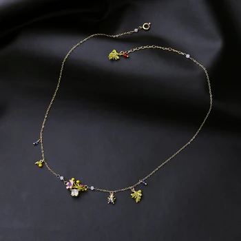 

Thin Chain Exquisite Enamel Flower Necklace Summer Female Colorful Choker Necklace Brand New Turkish Jewelry