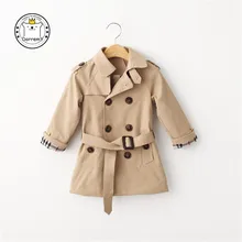 New Autumn 2017 Children Clothing 100% Cotton Classic Kid’s Wind Coat Standing Collar England Style Double-breasted Suit