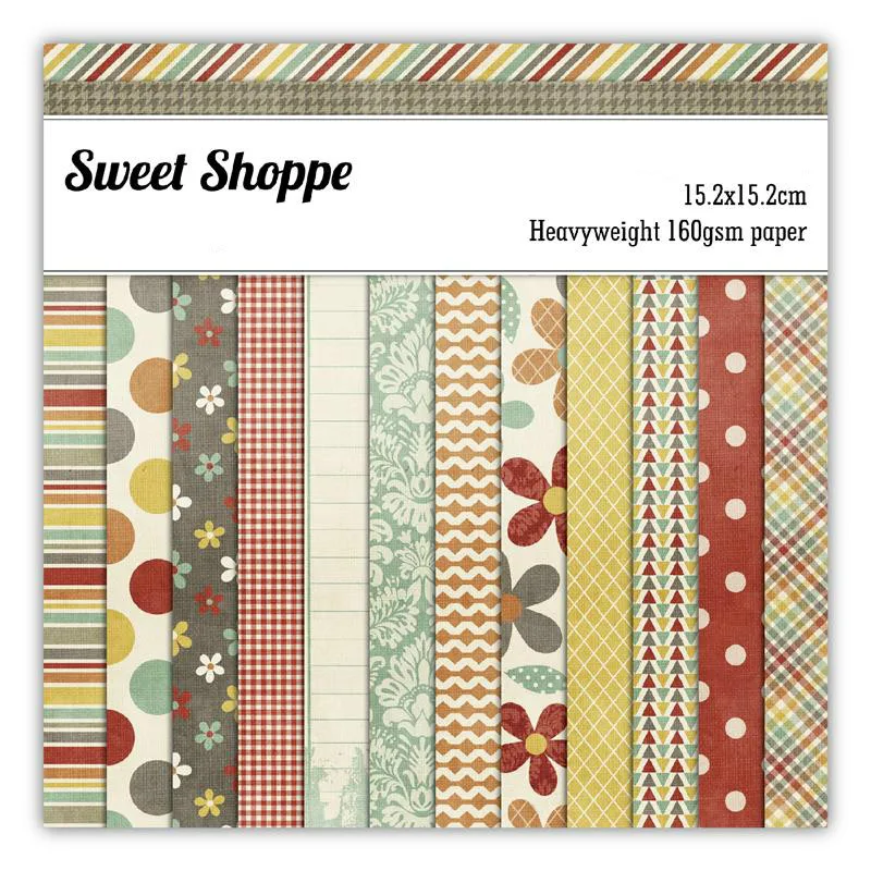 

KSCRAFT 12pcs 6" Single-side Printed Sweet Shoppe pattern creative papercraft art paper handmade scrapbooking kit set book