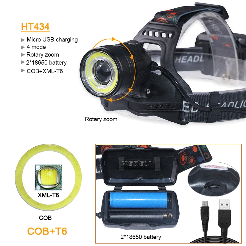 Светодиодный налобный фонарь xhp70 мощный перезаряжаемый светодиодный xhp 50 cob t6