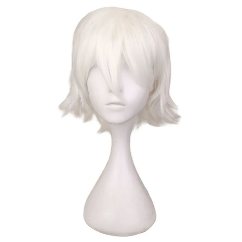 QQXCAIW Short Cosplay Men Boy Party White Wig Full 100 High