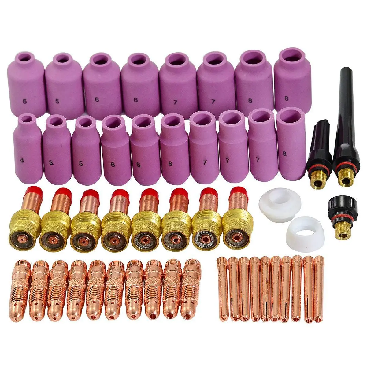 TIG Gas Lens Collet Body Consumables Kit Fit WP 17 18 26 TIG Welding Torch 51pcs