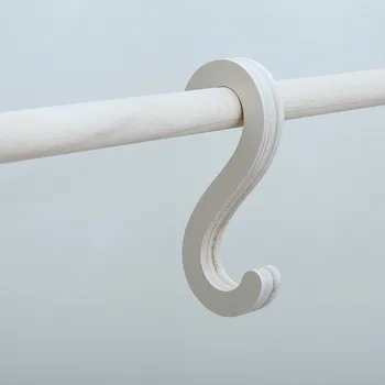 

Ins S Hook Natural Wood Clothes Hanger Home Decor Wooden Hooks Crochet Hanging Key Holder Hat Scarf Handbag Storage Rack Gancho