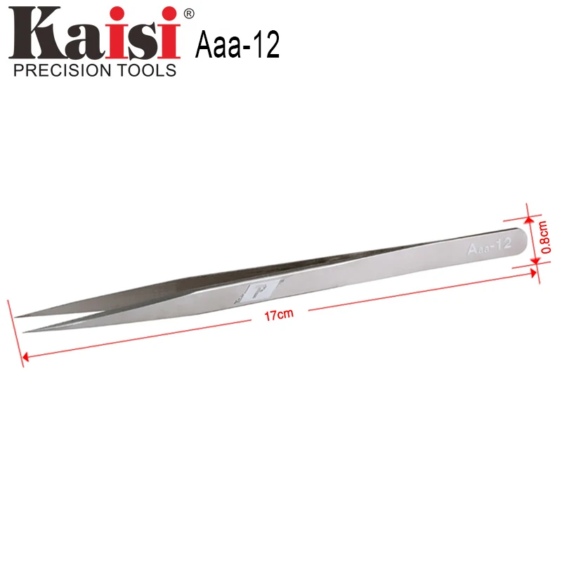 Kaisi Lengthened straight tip stainless stell tweezers with refined cusps to fit subassemblies of different sizes components