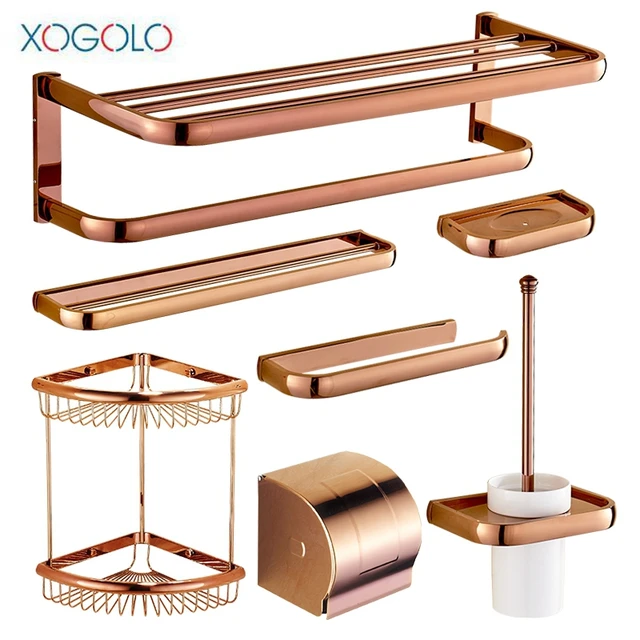 Xogolo Copper Brushed Wall Mounted Rose Gold Bath Hardware