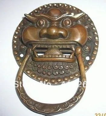 

0116P old craft ] Fast Shipping a pair Large Chinese Bronze Foo Dog Foo Lion Door Knocker