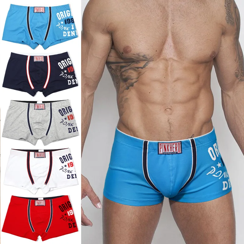 

5PCS\Lot Pink Heroes Classic Fit Male Panties European And American Style Men's Underwear Cotton Printing Men's Boxer Shorts