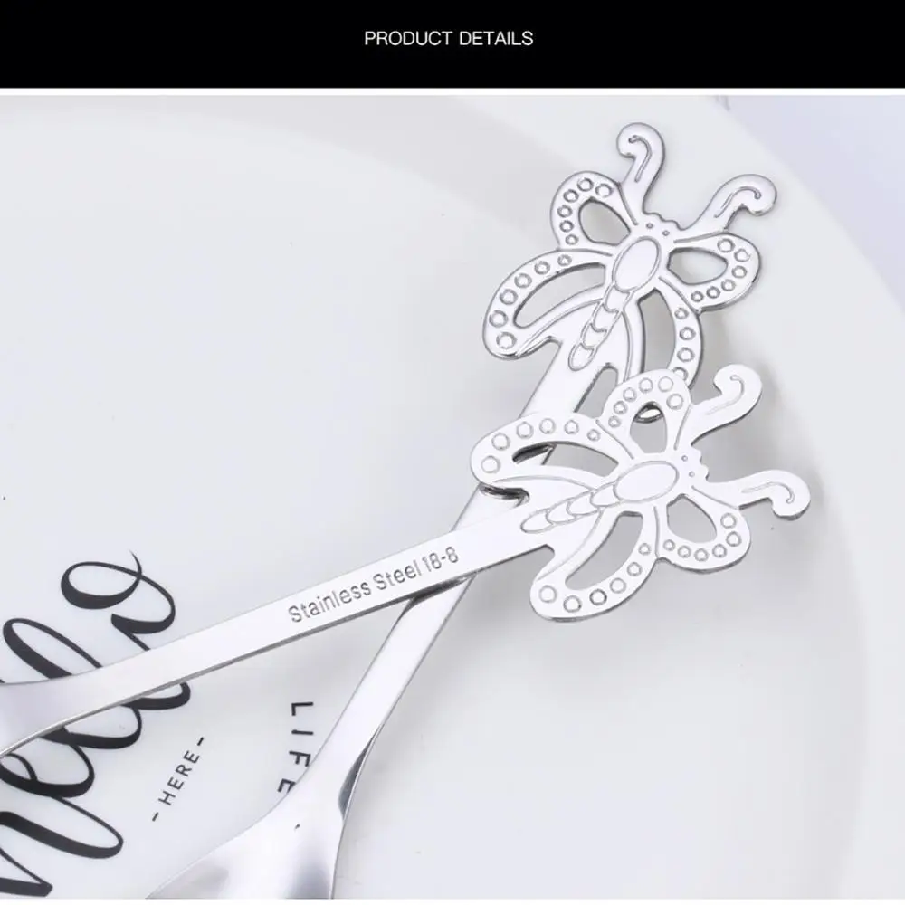Нержавеющая сталь Бабочка фрукты вилка Кофе Чай Spork Столовые приборы Наборы для десерта еда палочки аксессуары для кухни Bento вилка BB4