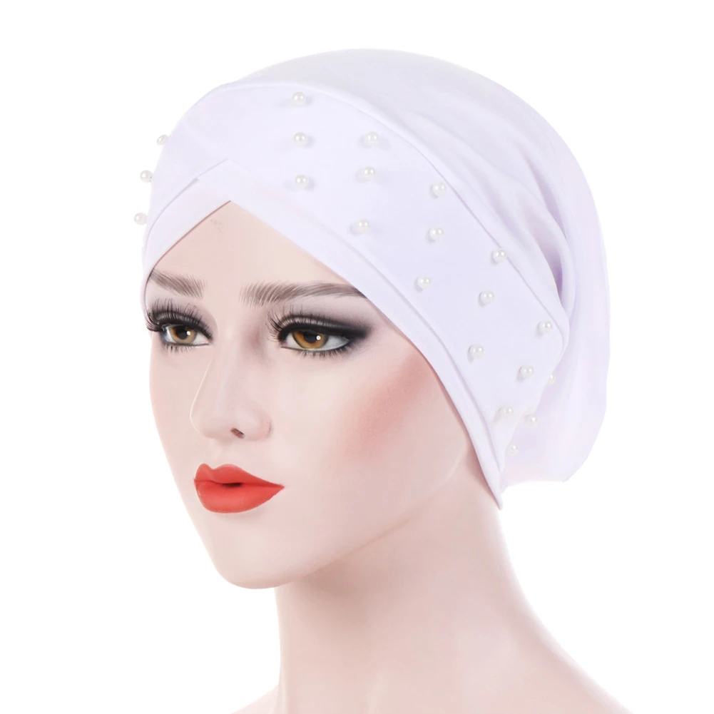 Для женщин бусины Эластичный Тюрбан шляпа мусульманских рака Кепка chemo хиджаб Обёрточная бумага