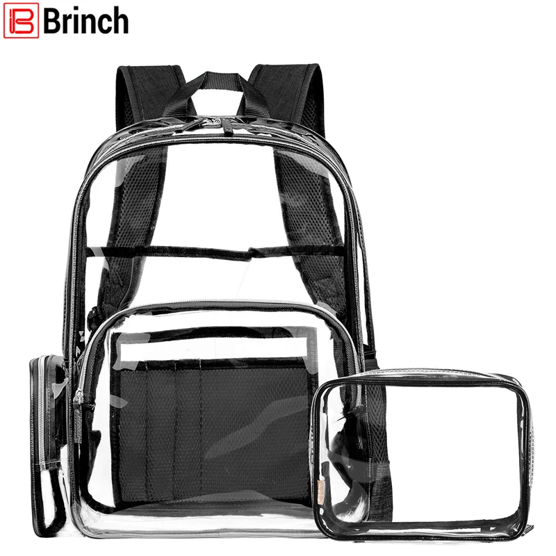 

BRINCH Hollow out Women Backpack With Waterproof PVC Multi-pockets Travel Backpack Fashion Scholl Backpack For 15.6 Inch Laptop