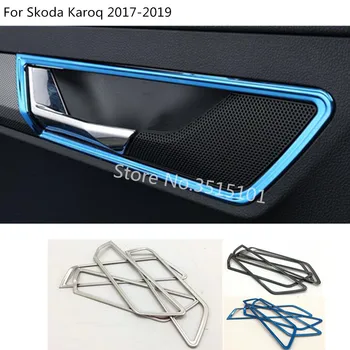 

Car Styling Body Cover Stick Trim Stainless Steel Door Inner Inside Handle Bowl Frame 4pcs For Skoda Karoq 2017 2018 2019 2020